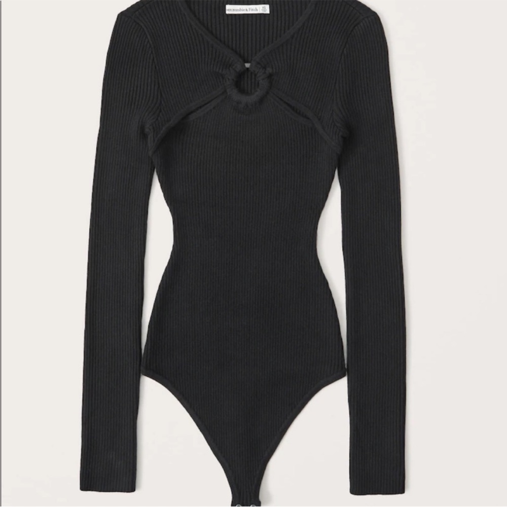 Abercrombie & Fitch Black Long Sleeve Bodysuit